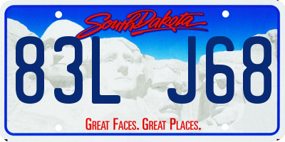 SD license plate 83LJ68