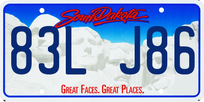 SD license plate 83LJ86
