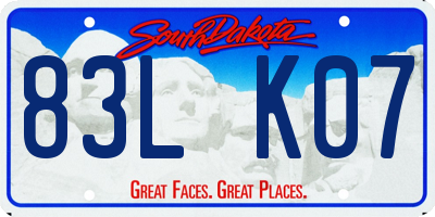 SD license plate 83LK07