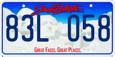 SD license plate 83LO58