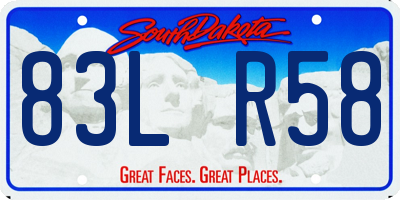 SD license plate 83LR58