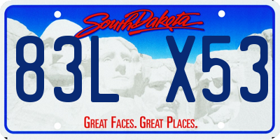 SD license plate 83LX53