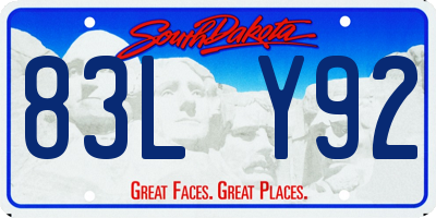 SD license plate 83LY92