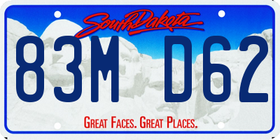 SD license plate 83MD62