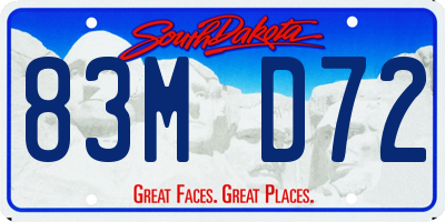 SD license plate 83MD72
