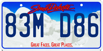 SD license plate 83MD86