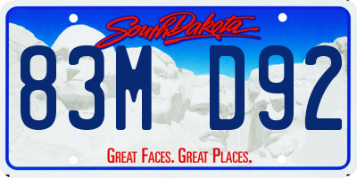 SD license plate 83MD92