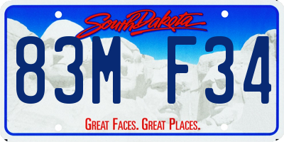 SD license plate 83MF34