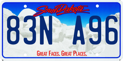 SD license plate 83NA96