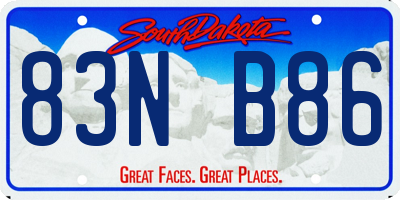 SD license plate 83NB86