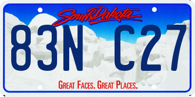 SD license plate 83NC27
