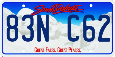 SD license plate 83NC62