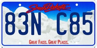 SD license plate 83NC85
