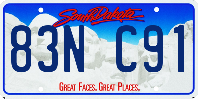 SD license plate 83NC91