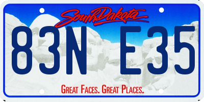 SD license plate 83NE35