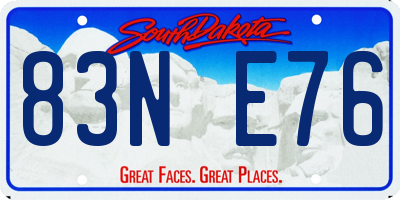 SD license plate 83NE76