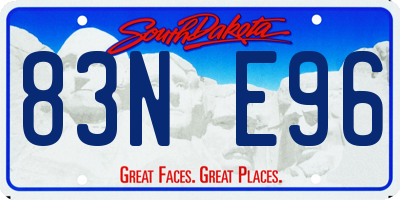 SD license plate 83NE96