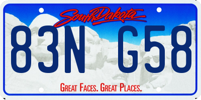SD license plate 83NG58