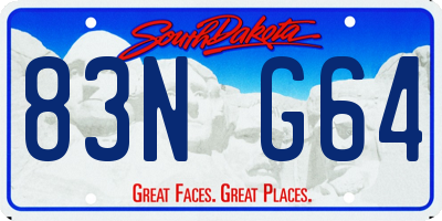 SD license plate 83NG64