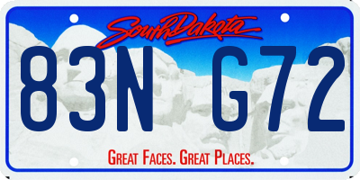 SD license plate 83NG72