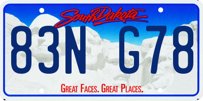 SD license plate 83NG78