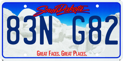 SD license plate 83NG82