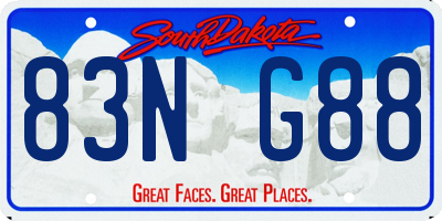 SD license plate 83NG88
