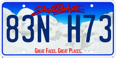 SD license plate 83NH73