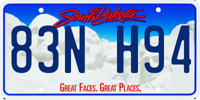 SD license plate 83NH94