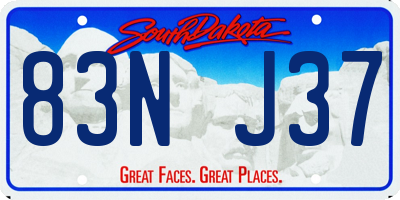 SD license plate 83NJ37