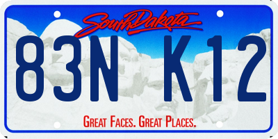 SD license plate 83NK12