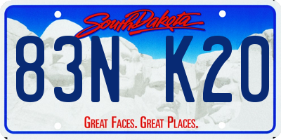 SD license plate 83NK20