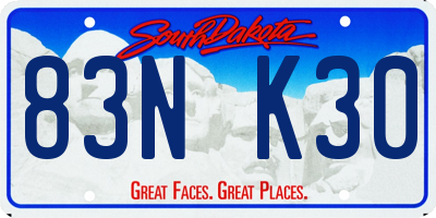 SD license plate 83NK30
