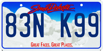 SD license plate 83NK99