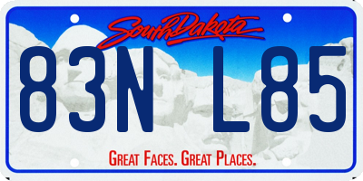SD license plate 83NL85