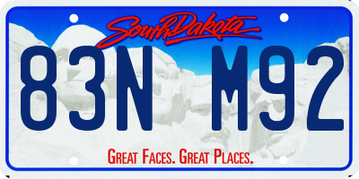 SD license plate 83NM92