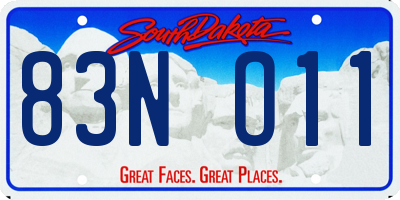 SD license plate 83NO11