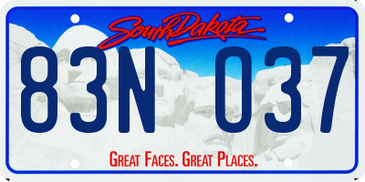 SD license plate 83NO37