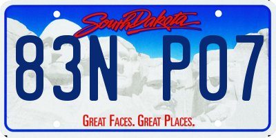 SD license plate 83NP07
