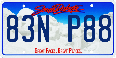 SD license plate 83NP88