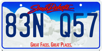 SD license plate 83NQ57