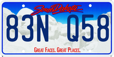 SD license plate 83NQ58