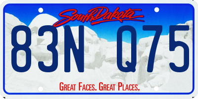 SD license plate 83NQ75