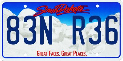 SD license plate 83NR36