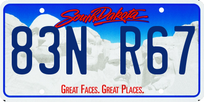 SD license plate 83NR67