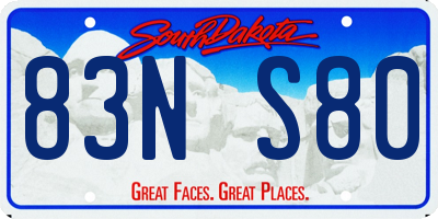 SD license plate 83NS80
