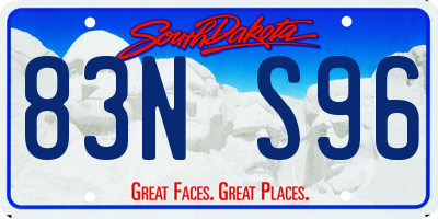 SD license plate 83NS96