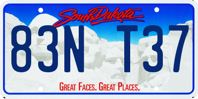 SD license plate 83NT37