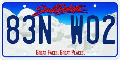 SD license plate 83NW02