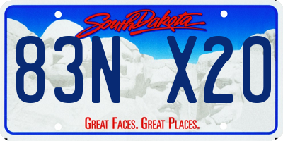 SD license plate 83NX20